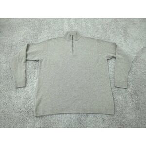 Woolovers Sweater Mens XL 100% Wool 1/4 Zip Mock Neck Beige Knit Pullover‎